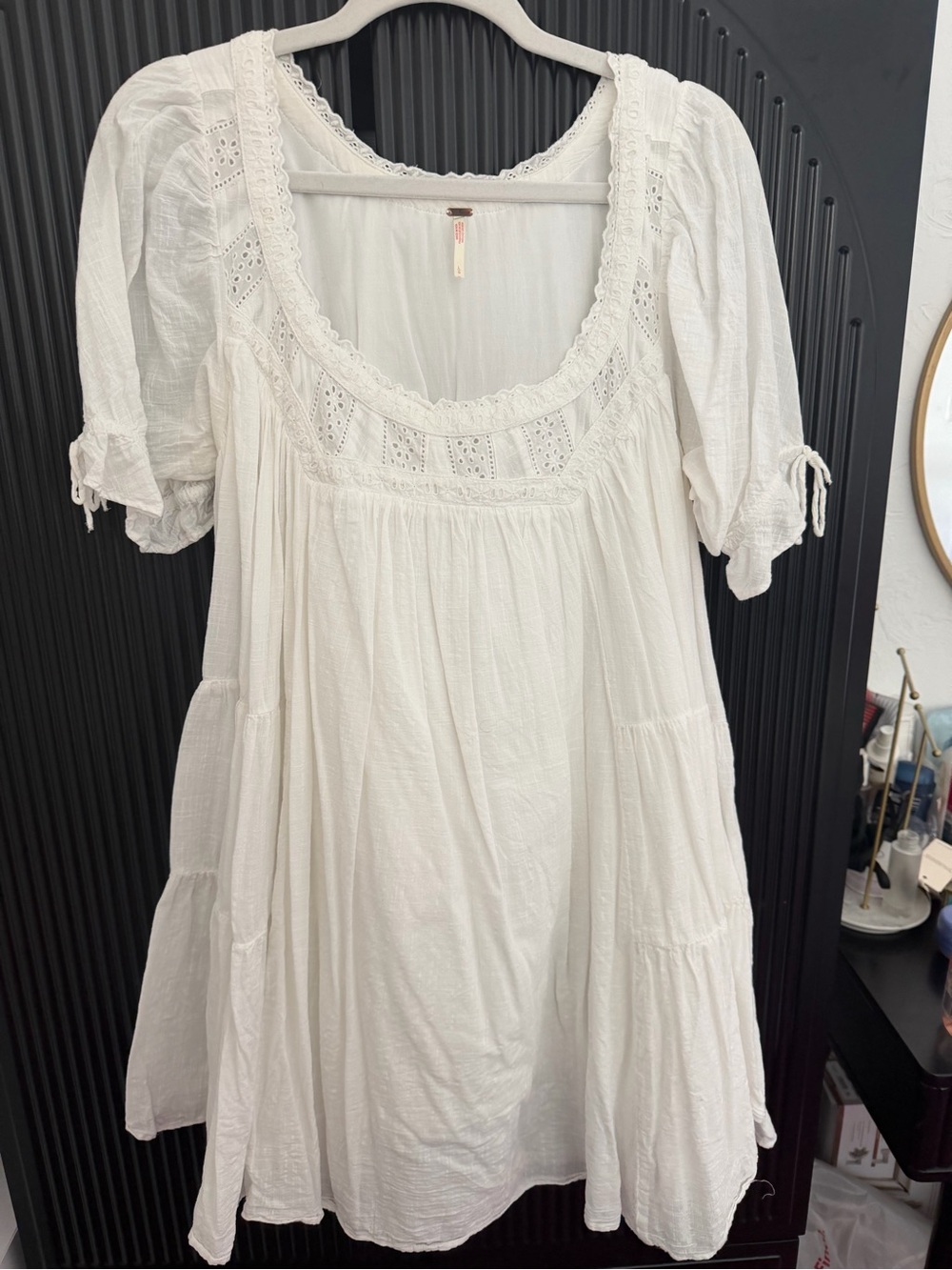 Free People White Eyelet Peasant Tunic